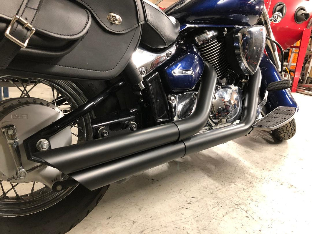 Suzuki C50 Boulevard VZ800 Custom Sports Exhaust System (Ceramic Coated Black) 2005+