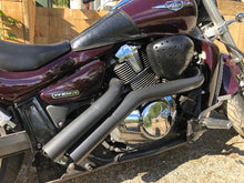 Load image into Gallery viewer, Suzuki Boulevard C109R VLR1800 Custom Ceramic Coated Black Dump Pipes, Exhaust System.