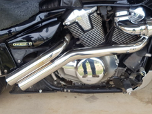 Load image into Gallery viewer, Suzuki Boulevard C109R VLR1800 Custom Polished Dump Pipes, Exhaust System.
